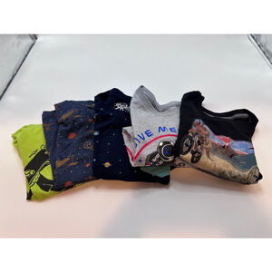 Lot Bundle 5 Space Dinosaur themed Boys T-Shirt Blue green Size S
